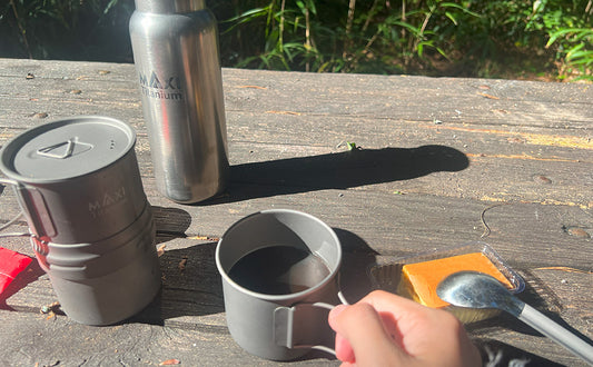 Fall coffee break by using titanium moka pot