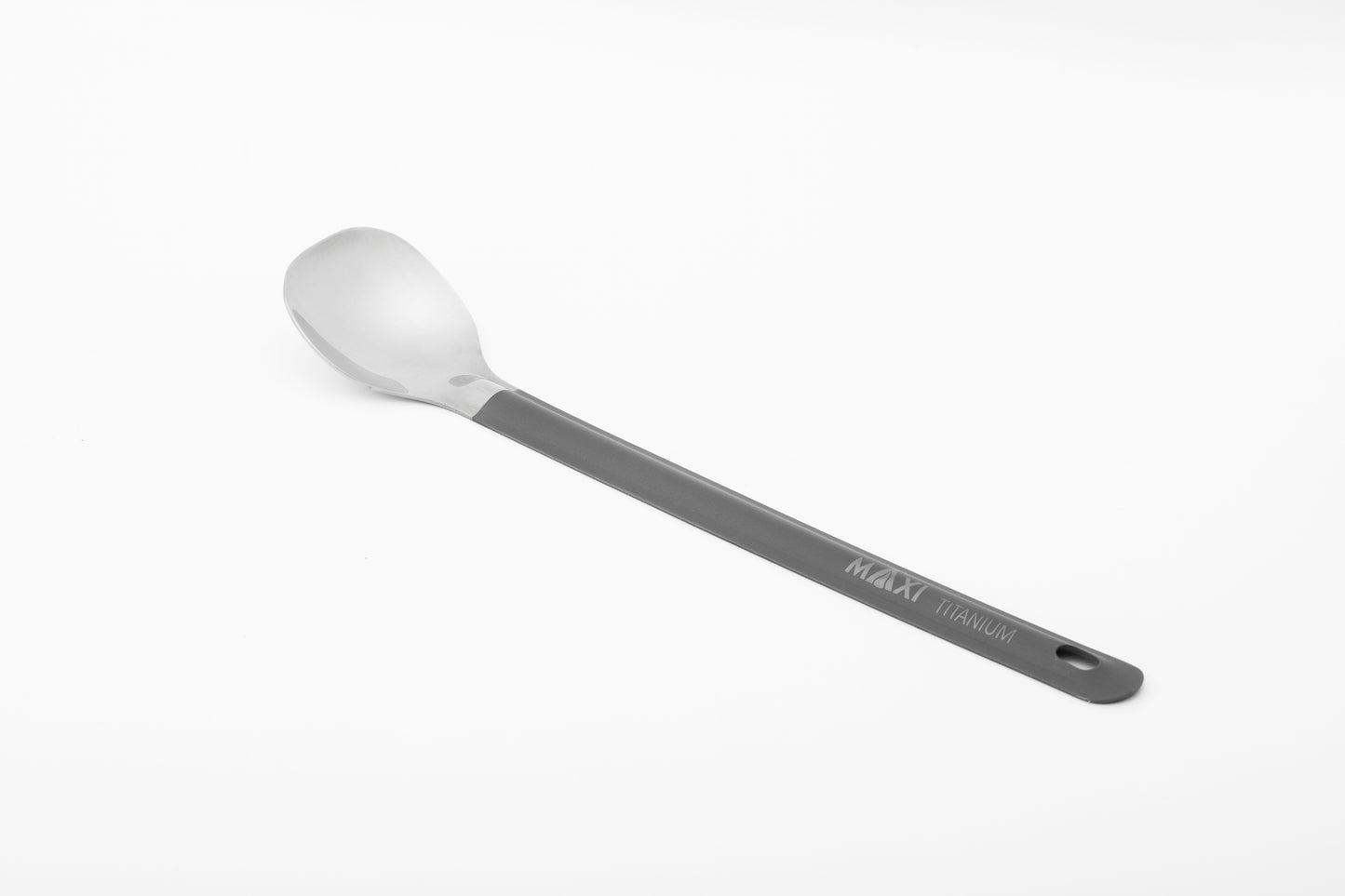 Titanium long handle spoon polished head