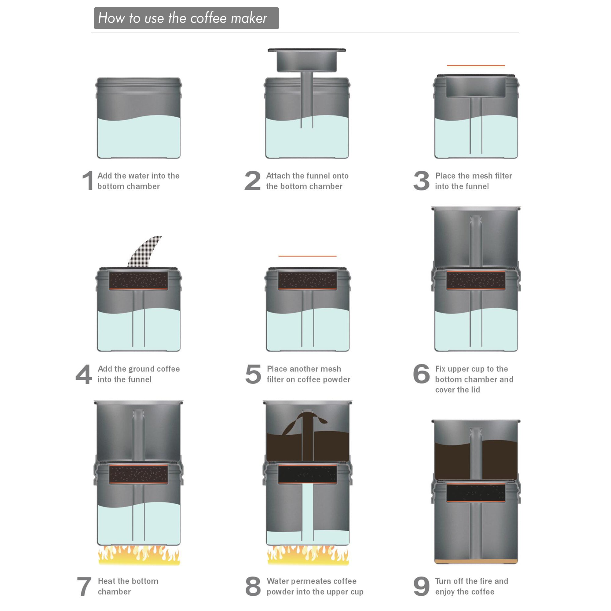 Premium Titanium Coffee Maker – Camping Moka Pot for Stovetop